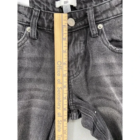 BP Jeans Women's Sz 24 Black Distressed Ripped‎ Wide Leg Pockets Low Rise NWT - Picture 5 of 13